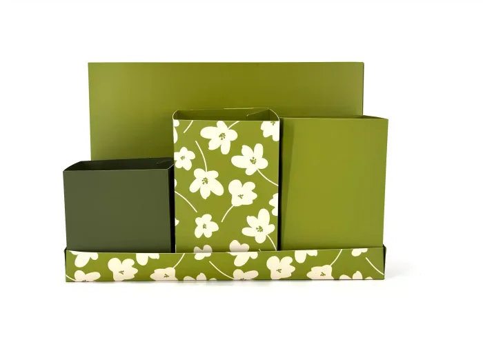 Wholesale Custom Floral Green Storage Box Set with Multiple Compartments and Tray - Image 2
