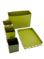 Wholesale Custom Floral Green Storage Box Set with Multiple Compartments and Tray - Image 3