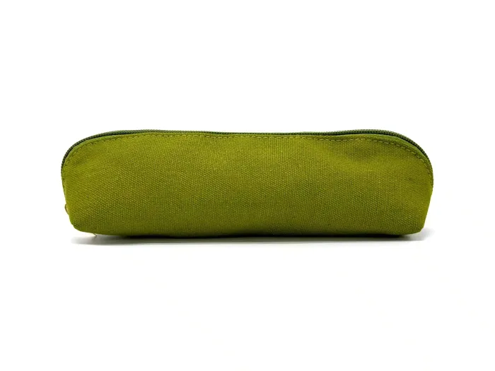 Wholesale Custom SYG25074 Slim Green Canvas Zipper Pencil Case - Image 2