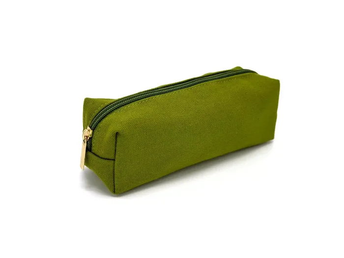Wholesale Custom SYG25075 Compact Green Canvas Zipper Pencil Case - Image 2