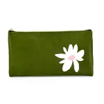 Wholesale Custom SYG25080 Floral Green Leather Zipper Pencil Case