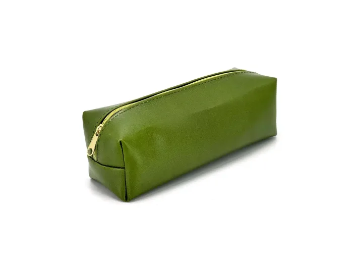 Wholesale Custom SYG25081 Sleek Green Leather Zipper Pencil Case - Image 2