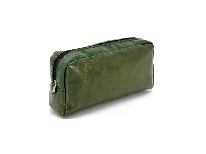 Wholesale Custom SYG25083 Two-Tone Green Leather Zipper Pencil Case - immagine 2