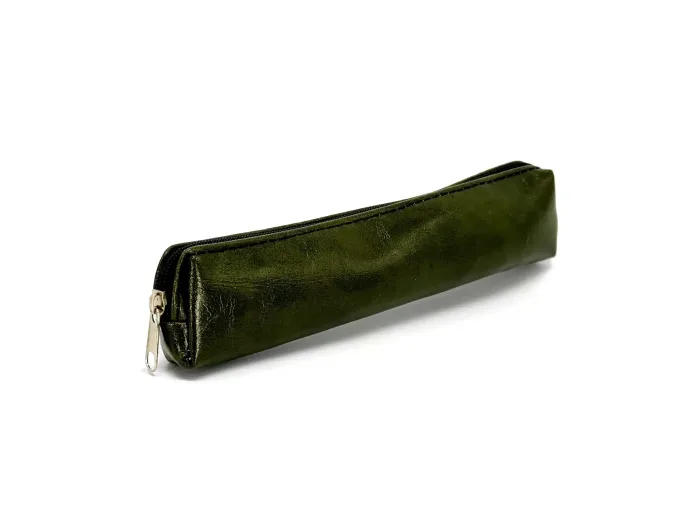 Wholesale Custom SYG25084 Slim Dark Green Leather Zipper Pencil Case - Afbeelding 2