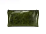 Wholesale Custom SYG25085 Elegant Dark Green Leather Zipper Pencil Case