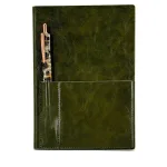 Großhandel benutzerdefinierte elegante grüne PU-Leder Notebook mit Stifthalter