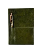 Wholesale Custom Elegant Green PU Leather Notebook with Pen Holder
