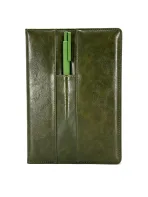 Wholesale Custom Elegant Green PU Leather Notebook with Pen Holder - Image 2