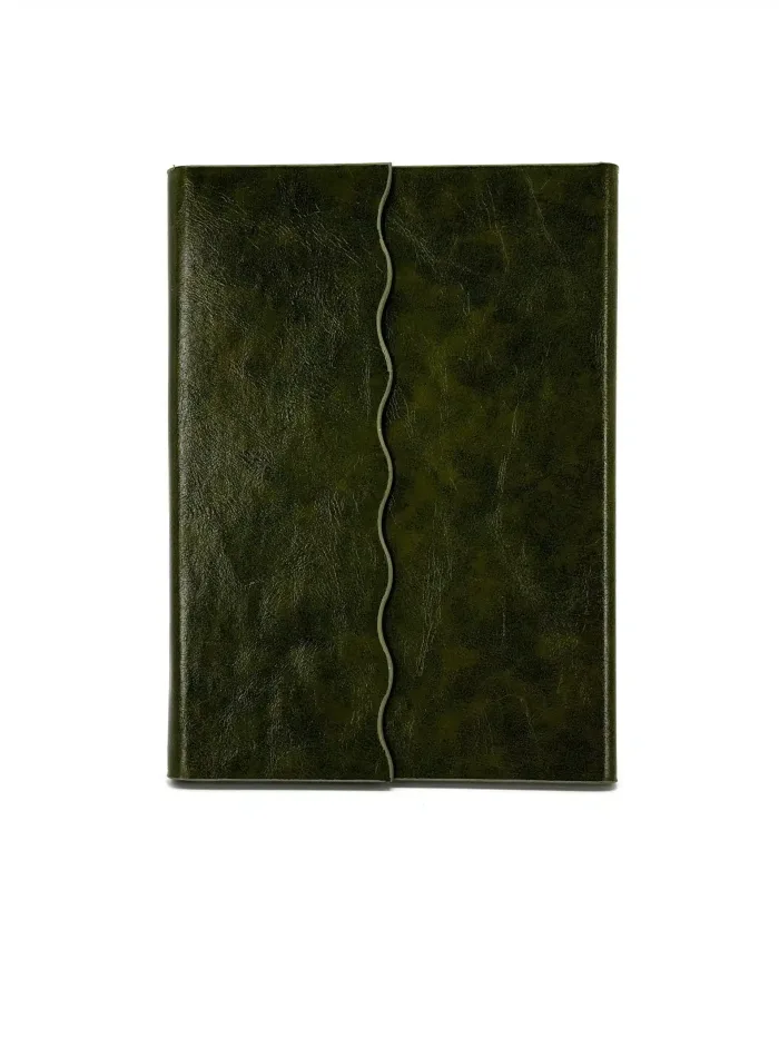 Wholesale Custom Elegant Green PU Leather Notebook with Pen Holder - Image 3