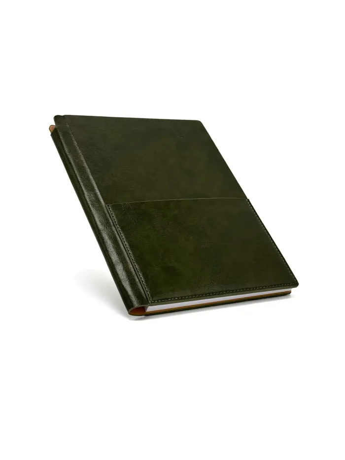 Wholesale Custom Elegant Green PU Leather Notebook with Pen Holder - Image 7