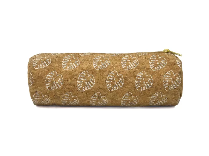 Wholesale Custom SYG25141 Monstera Print Cork Zipper Pencil Case - immagine 2