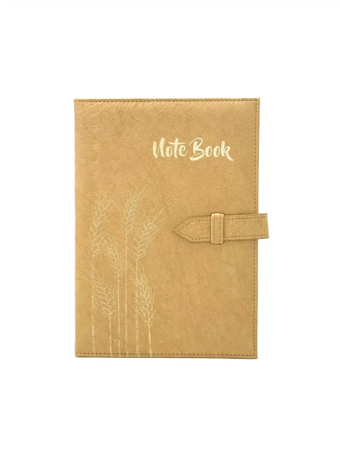 Wholesale Custom A5 PU Hardcover Notebook Elegant Wheat with Strap Closure for Office & School - Image 2