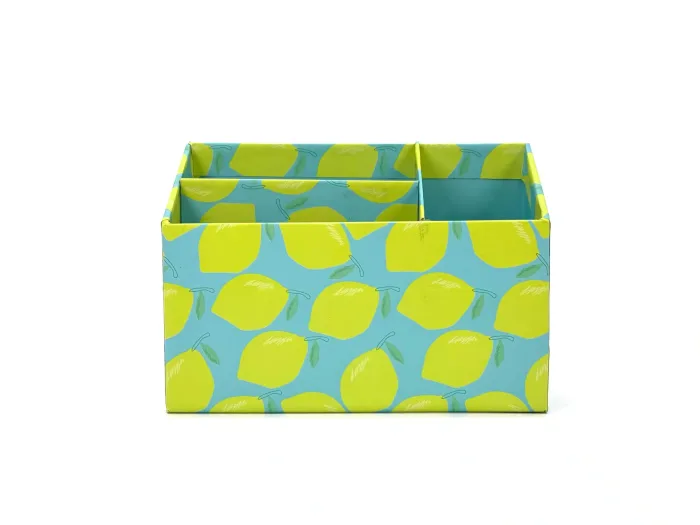Wholesale Custom Lemon Print Desk Organizer with Three Compartments - Image 2