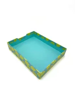 Wholesale Custom Lemon Print Paper Tray with Blue Interior