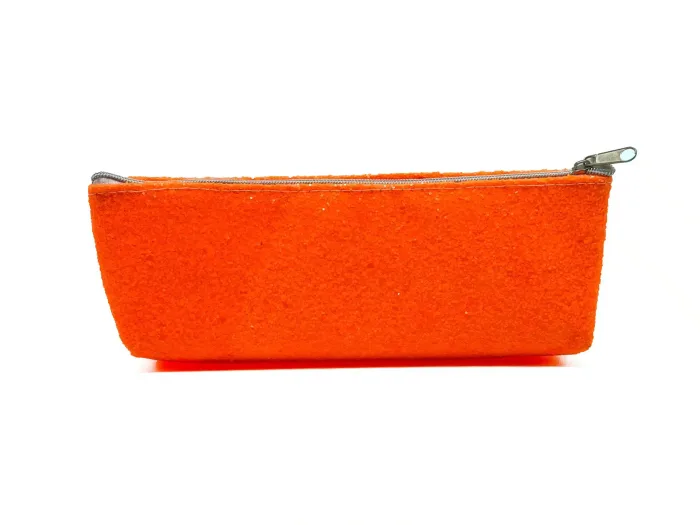 Wholesale Custom Neon Orange Velvet Texture Pencil Case for School & Office - Image 2