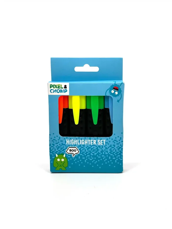 Pixel & Chomp Highlighter Set – Bright Neon Colors for School, Office, and Study - Afbeelding 2