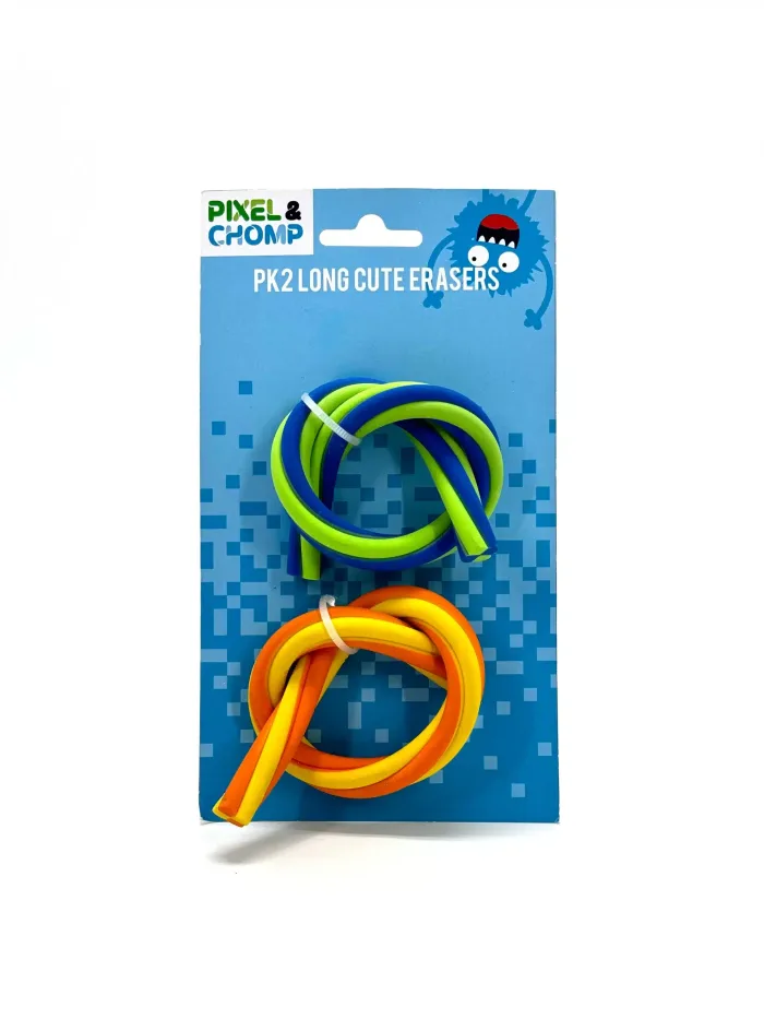 Pixel & Chomp Long Cute Erasers – Fun and Colorful Design for School & kids - Image 2