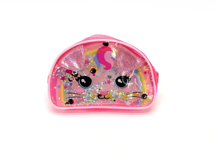 Fun Pink Glittery Cat Coin Purse Perfect for Kids & Cute Accessory Lovers – Image 2