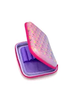 Estuche rígido rosa y morado para niños, adolescentes y estudiantes