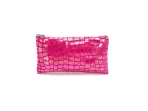 Shiny Pink Croc-Textured Pencil Case – Stylish Zip Pouch for School, Office, or Travel - obrazek 2