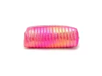 Metallic Pink Ribbed Pencil Case – Trendy and Stylish Zipper Pouch for School, Office, or Travel - Afbeelding 2