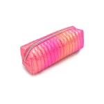 Metallic Pink Ribbed Pencil Case - Trendy und stilvolle Zipper Pouch für Schule, Büro oder Reisen