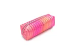 Metallic Roze Geribd Etui - Trendy en Stijlvol Etui met Ritssluiting voor School, Kantoor of Reizen