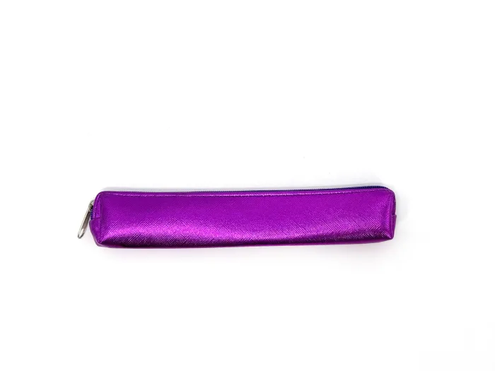 Metallic Purple Zipper Pencil Case – Sleek and Stylish Case for School, Office, or Travel - immagine 2