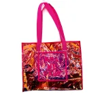 Transparente Tragetasche in leuchtendem Pink - stilvoll und witzig für Schule, Arbeit oder Einkauf