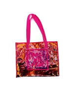 Borsa trasparente rosa vibrante - elegante e divertente per la scuola, il lavoro o lo shopping