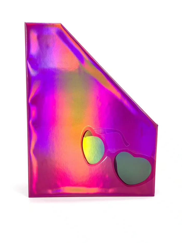 Holographic Pink File Holder – Trendy and Stylish Storage for School & Office - Afbeelding 2