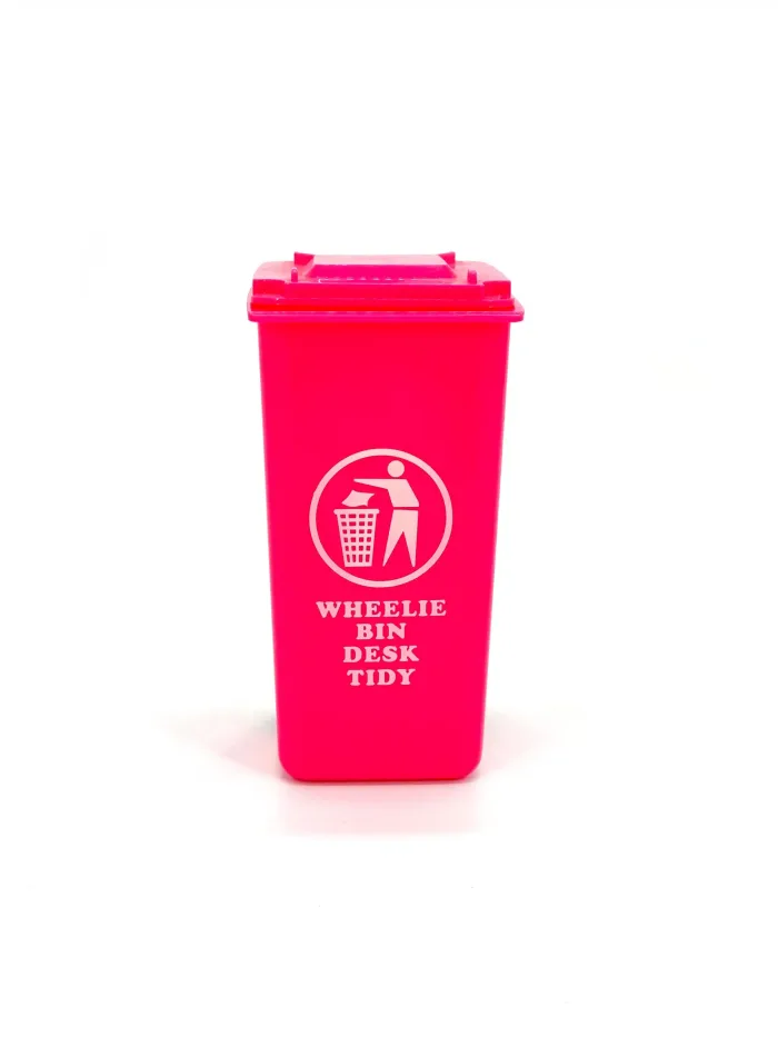 Pink Wheelie Bin Desk Tidy – Compact Trash Organizer for Office - Image 2