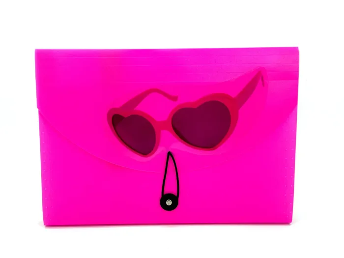 Neon Pink Heart Sunglasses Document Bag – Fun and Functional for School & Office - Image 2