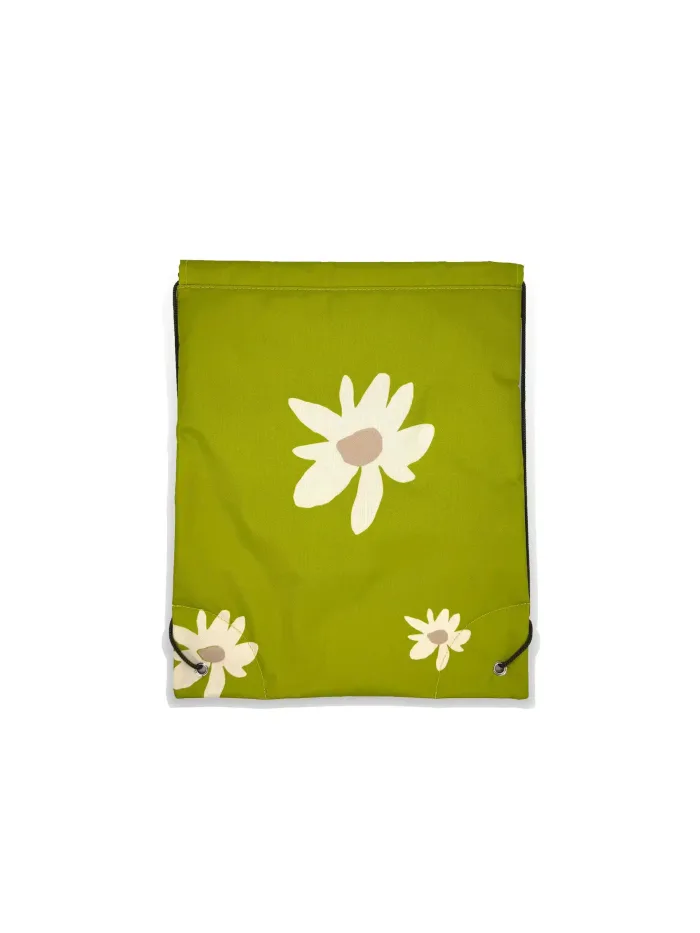 Wholesale Custom Stylish Green Floral Drawstring Bag with Zipper Pocket - Imagen 2