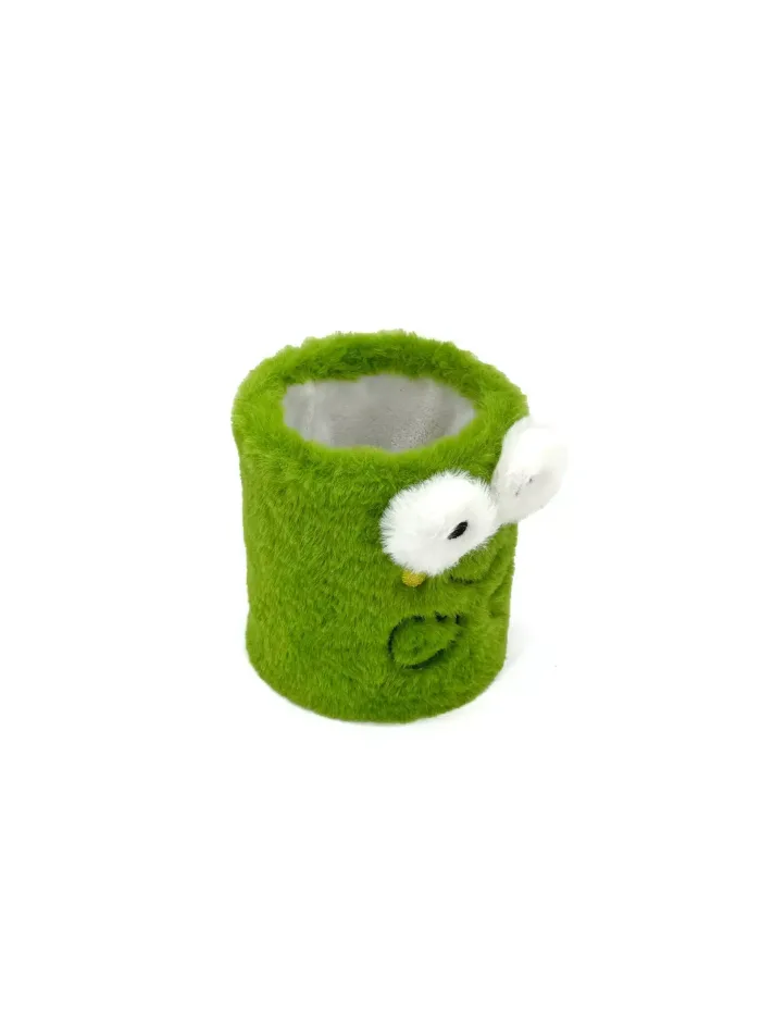 Wholesale Custom Fun Green Plush Pen Holder – Cute Frog & Flower Design - Image 5