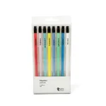 Set of 8 Colorful Day-Themed Pencils with Erasers for School & Office