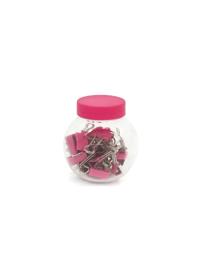 Bright Pink Binder Clips for Office and School - Packaged in a Clear Storage Jar – Image 2