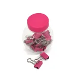 Jasnoróżowe klipsy do segregatorów do biura i szkoły - zapakowane w przezroczysty słoik do przechowywania