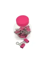 Clips de classeur rose vif pour le bureau et l'école - Emballés dans un bocal de rangement transparent