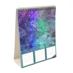 Vibrant Purple and Green Desk Calendar with Memo Pads for Home & Officer