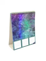 Vibrant Purple and Green Desk Calendar with Memo Pads for Home & Officer