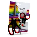 Jeu de ciseaux en acier inoxydable - 2 pièces avec poignées rouges pour le bureau, l'école et l'artisanat