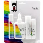 Conjunto de cola de 4 peças - Cola branca e bastões de cola para a escola, trabalhos manuais e escritório