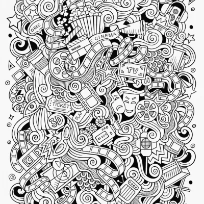 Intricate doodle line art for coloring